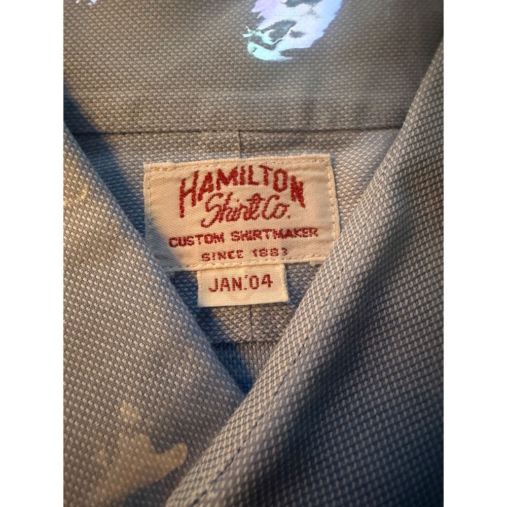 hamilton shirt company blue ling sleeve button down‎ with monogram unsized